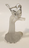 Silvestri Clear Art Glass Kissing Love Birds on Small Frosted Glass Branch Trunk 5 3/4" Sculpture