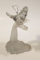 Silvestri Clear Art Glass Kissing Love Birds on Small Frosted Glass Branch Trunk 5 3/4" Sculpture