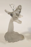 Silvestri Clear Art Glass Kissing Love Birds on Small Frosted Glass Branch Trunk 5 3/4" Sculpture