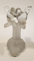 Silvestri Clear Art Glass Kissing Love Birds on Small Frosted Glass Branch Trunk 5 3/4" Sculpture