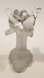 Silvestri Clear Art Glass Kissing Love Birds on Small Frosted Glass Branch Trunk 5 3/4" Sculpture