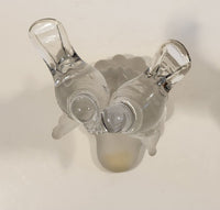 Silvestri Clear Art Glass Kissing Love Birds on Small Frosted Glass Branch Trunk 5 3/4" Sculpture
