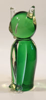 Chalet Style Green Clear Sitting Cat 6 3/4" Tall Art Glass Figurine