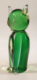 Chalet Style Green Clear Sitting Cat 6 3/4" Tall Art Glass Figurine
