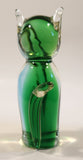 Chalet Style Green Clear Sitting Cat 6 3/4" Tall Art Glass Figurine