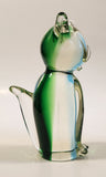 Chalet Style Green Clear Sitting Cat 6 3/4" Tall Art Glass Figurine