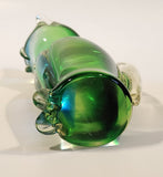 Chalet Style Green Clear Sitting Cat 6 3/4" Tall Art Glass Figurine