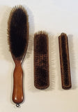 Antique Wood Wall Mirror and Three Brushes Clothes Grooming Set
