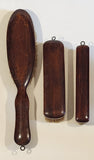 Antique Wood Wall Mirror and Three Brushes Clothes Grooming Set