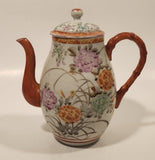 Antique Suzuki Japan Hand Painted Flower Decor 6 1/4" Tall Porcelain Teapot