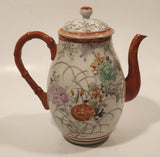 Antique Suzuki Japan Hand Painted Flower Decor 6 1/4" Tall Porcelain Teapot