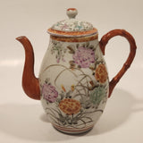 Antique Suzuki Japan Hand Painted Flower Decor 6 1/4" Tall Porcelain Teapot