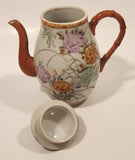 Antique Suzuki Japan Hand Painted Flower Decor 6 1/4" Tall Porcelain Teapot