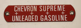 Vintage Chevron Supreme Unleaded Gasoline Porcelain Enamel Metal Gas Pump Fuel Tag Sign
