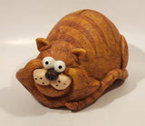 Vintage Paola Chiari Orange Tabby Cat Shaped Heavy Resin Coin Bank