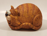 Vintage Paola Chiari Orange Tabby Cat Shaped Heavy Resin Coin Bank