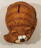 Vintage Paola Chiari Orange Tabby Cat Shaped Heavy Resin Coin Bank