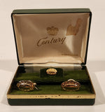 Vintage Century Made in Canada Peanut Style Gold Plated Cufflinks and Tie Tack Set in Original Box