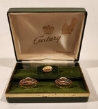 Vintage Century Made in Canada Peanut Style Gold Plated Cufflinks and Tie Tack Set in Original Box