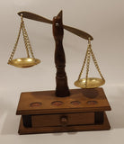Vintage Wood Based Metal Dish Balance Weigh Scale