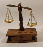Vintage Wood Based Metal Dish Balance Weigh Scale