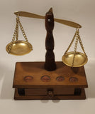 Vintage Wood Based Metal Dish Balance Weigh Scale