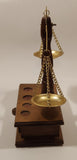 Vintage Wood Based Metal Dish Balance Weigh Scale