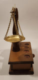 Vintage Wood Based Metal Dish Balance Weigh Scale