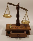 Vintage Wood Based Metal Dish Balance Weigh Scale