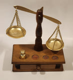 Vintage Wood Based Metal Dish Balance Weigh Scale