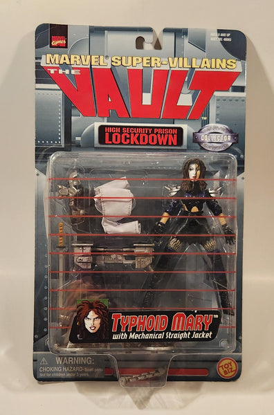 1998 Toy Biz Marvel Comics Super-Villains The Vault Typhoid Mary with Mechanical Straight Jacket Action Figure New in Package
