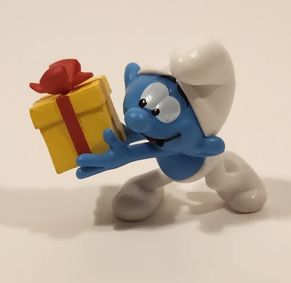 2023 Peyo The Smurfs Jokey Smurf with Present Gift 2 1/4" Tall Toy Figure