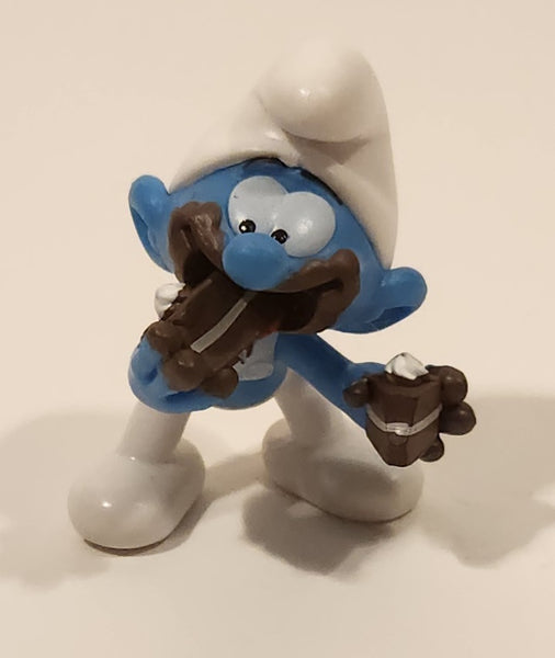 2023 Peyo The Smurfs Greedy Smurf Eating Cake 2 1/8" Tall Toy Figure