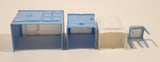 Vintage 1960s Blue and White Kitchen Furniture Miniature Plastic Dollhouse Toys Made in Hong Kong