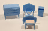 Vintage 1960s Blue and Pink Bedroom Furniture Miniature Plastic Dollhouse Toys Made in Hong Kong