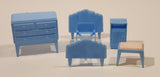 Vintage 1960s Blue and Pink Bedroom Furniture Miniature Plastic Dollhouse Toys Made in Hong Kong