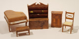 Vintage 1960s Brown Furniture Miniature Plastic Dollhouse Toys Made in Hong Kong