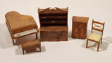 Vintage 1960s Brown Furniture Miniature Plastic Dollhouse Toys Made in Hong Kong