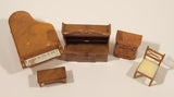 Vintage 1960s Brown Furniture Miniature Plastic Dollhouse Toys Made in Hong Kong