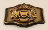 Vintage 1978 A. H. M. Honda Enamel and Gold Tone Metal Belt Buckle