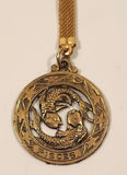 Vintage Pisces Feb 16 Mar 21 Prudent Industrious Imaginative Gold Tone Metal Keychain