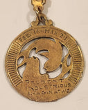 Vintage Pisces Feb 16 Mar 21 Prudent Industrious Imaginative Gold Tone Metal Keychain