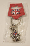 Elgate United Kingdom British Teddy Bear Silver Look Metal Keychain Keyring New in Package