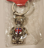 Elgate United Kingdom British Teddy Bear Silver Look Metal Keychain Keyring New in Package