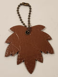 Heritage Park Calgary Alberta Maple Leaf Shaped Brown Leather Keychain