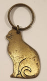 Vintage Cat Shaped Brass Keychain