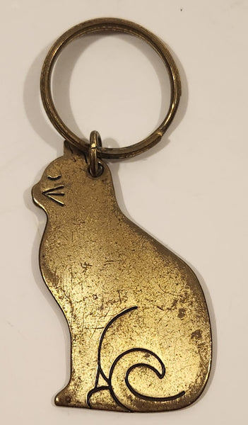 Vintage Cat Shaped Brass Keychain