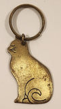 Vintage Cat Shaped Brass Keychain