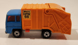 Vintage 1982 Lesney Matchbox Superfast No. 36 Colectomatic Refuse Truck Blue and Orange Garbage Pickup Die Cast Toy Car Vehicle with Sliding Compactor