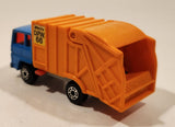 Vintage 1982 Lesney Matchbox Superfast No. 36 Colectomatic Refuse Truck Blue and Orange Garbage Pickup Die Cast Toy Car Vehicle with Sliding Compactor